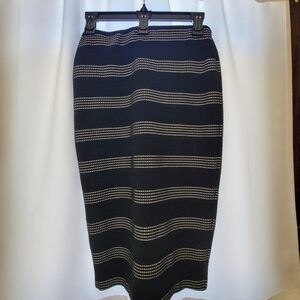 New York & Company Black and White Midi Pencil Skirt